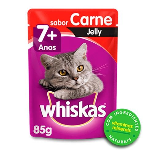 Alimento Para Gatos Adultos 7 Jelly Carne Whiskas Sachê 85g
