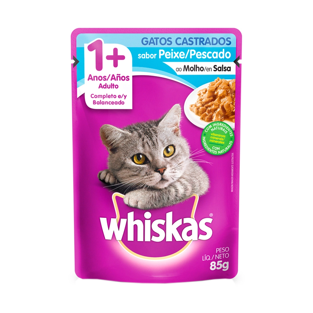 Racao Gatos Whiskas Castr. Peixe Sch 85g