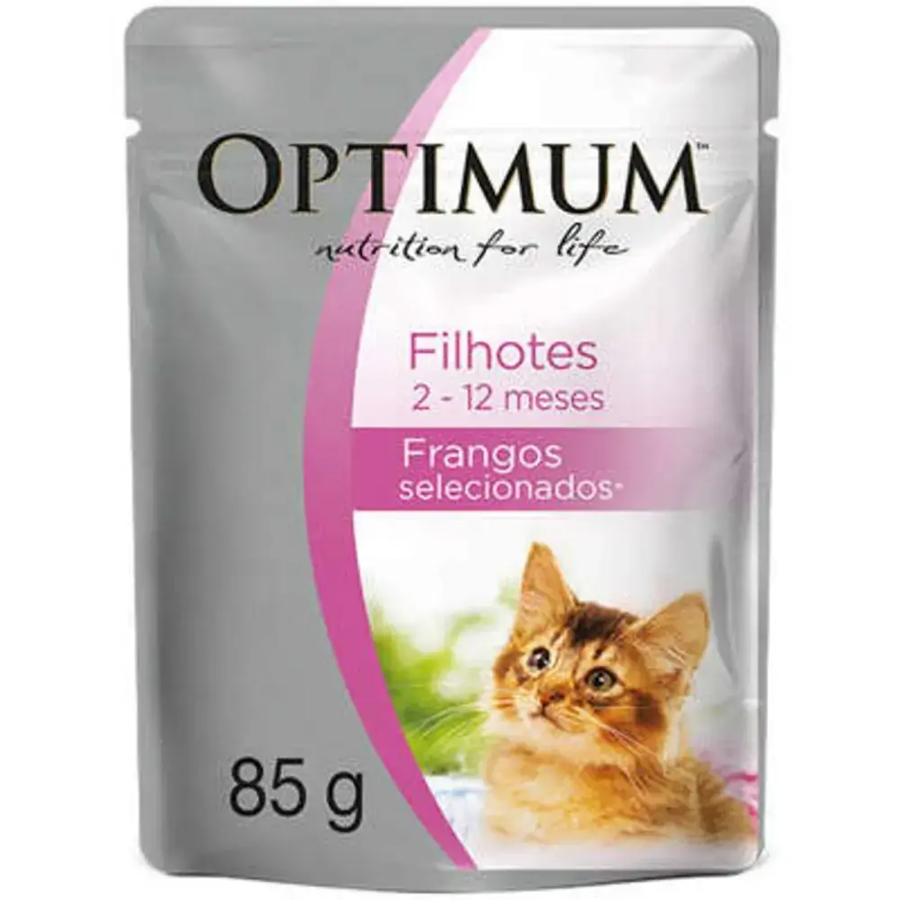Ração úmida Optimum Sachê Para Gatos Filhotes Sabor Frango 85g