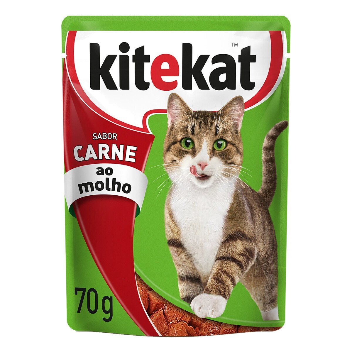 Ração Úmida Kitekat Sachê Carne ao Molho para Gatos Adultos 70g