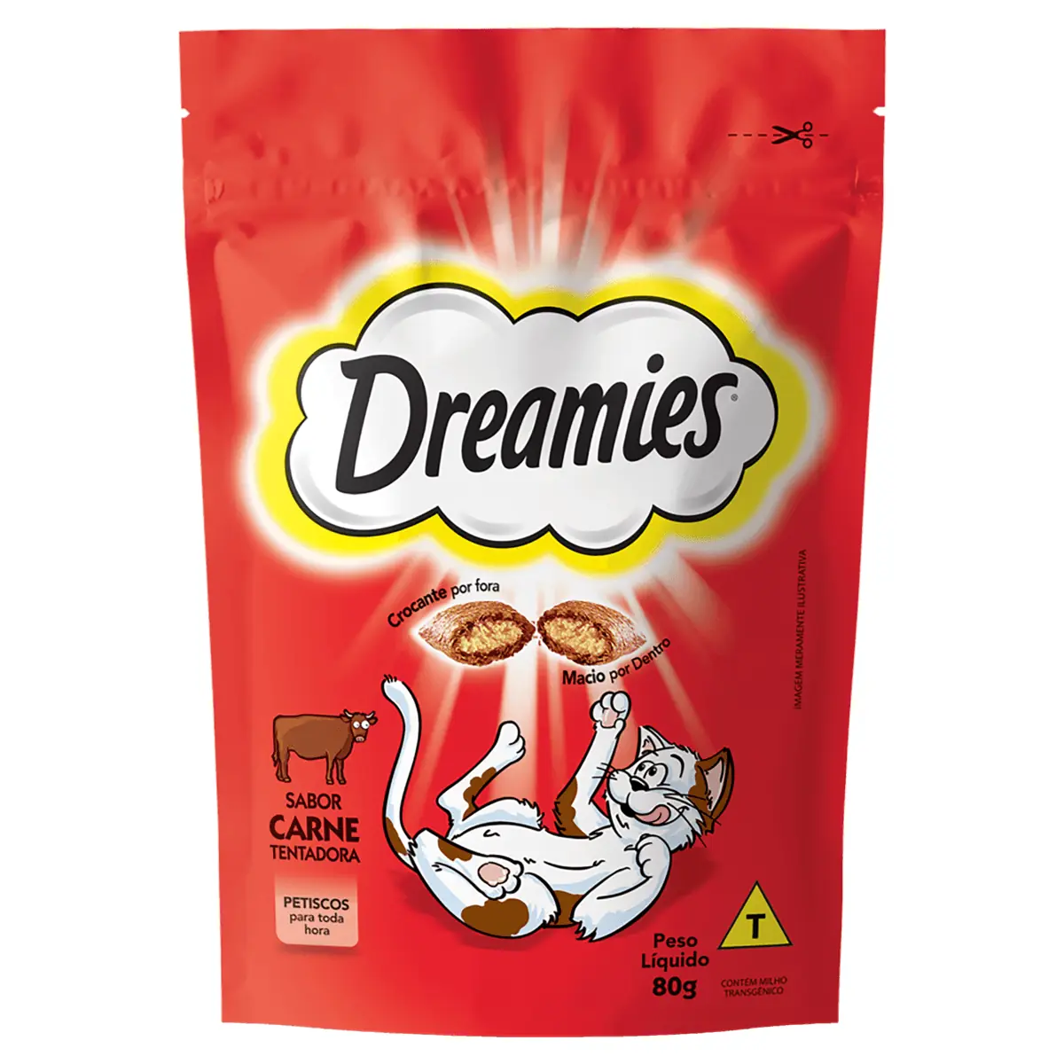 Petisco para Gatos Adultos Dreamies Tentadora Sabor Carne 80g