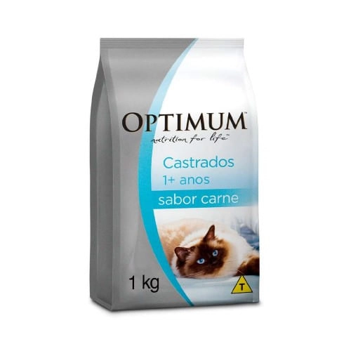 Ração Optimum Gatos Adultos Castrados Carne 1kg