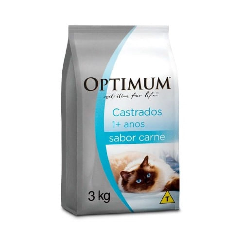 Ração Optimum Gatos Adultos Castrados Carne 3kg