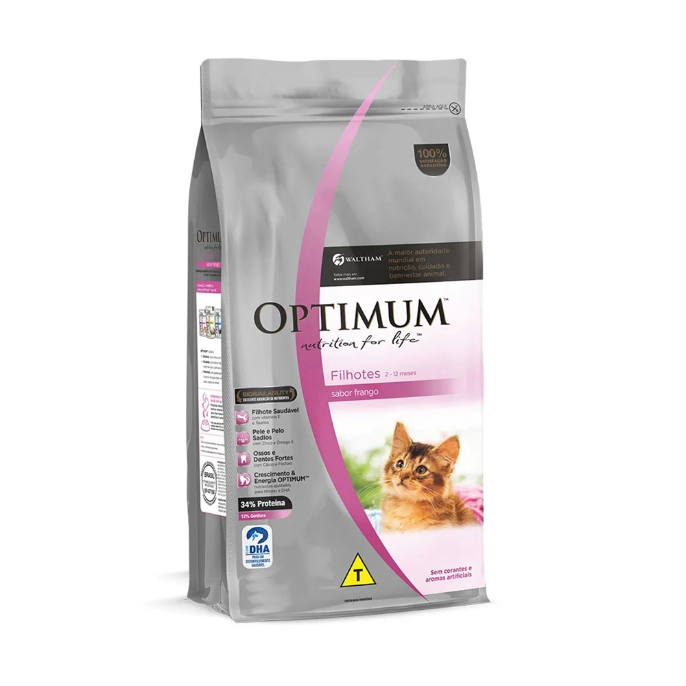 Alimento Para Gatos Filhotes 2 A 12 Meses Frango Optimum Pacote 1kg