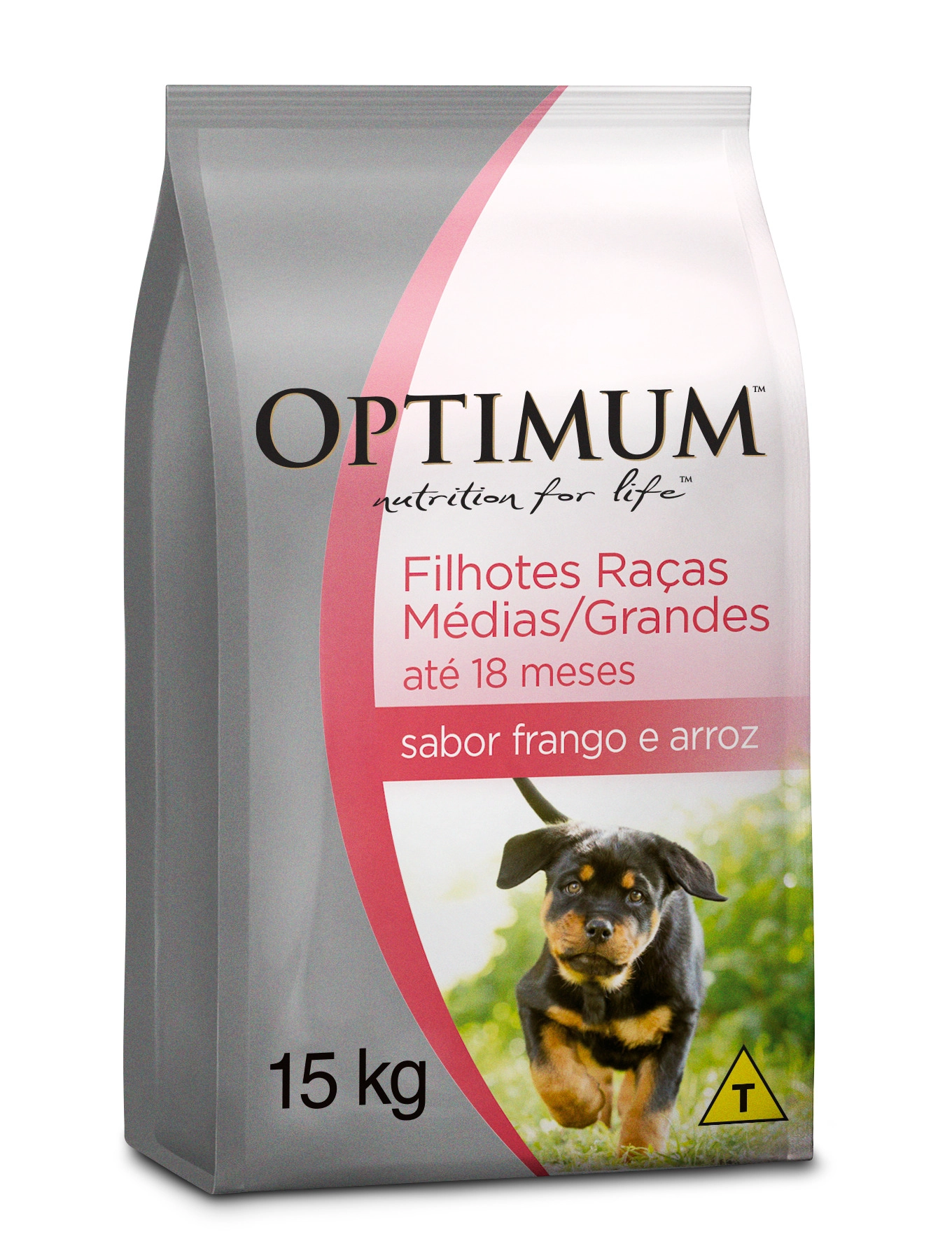 Alimento Para Cães Filhotes Até 18 Meses Raças Médias E Grandes Frango E Arroz Optimum Pacote 15kg