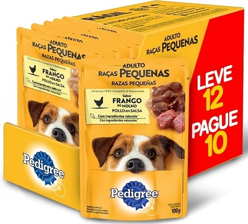 Pack Alimento Para Cães Adultos Raças Pequenas Frango Ao Molho Pedigree Caixa Leve 12 Pague 10 Unida