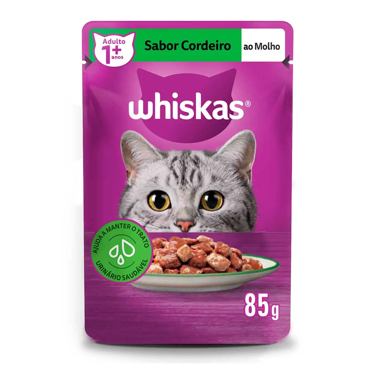 Ração Úmida Whiskas Sachê Cordeiro ao Molho para Gatos Adultos 85g