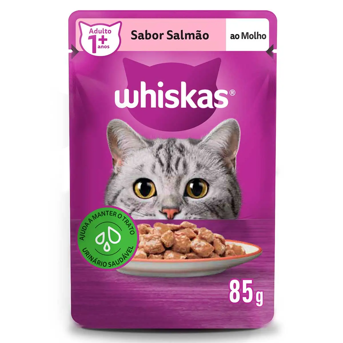 Ração Úmida Whiskas Sachê Salmão ao Molho para Gatos Adultos 85g