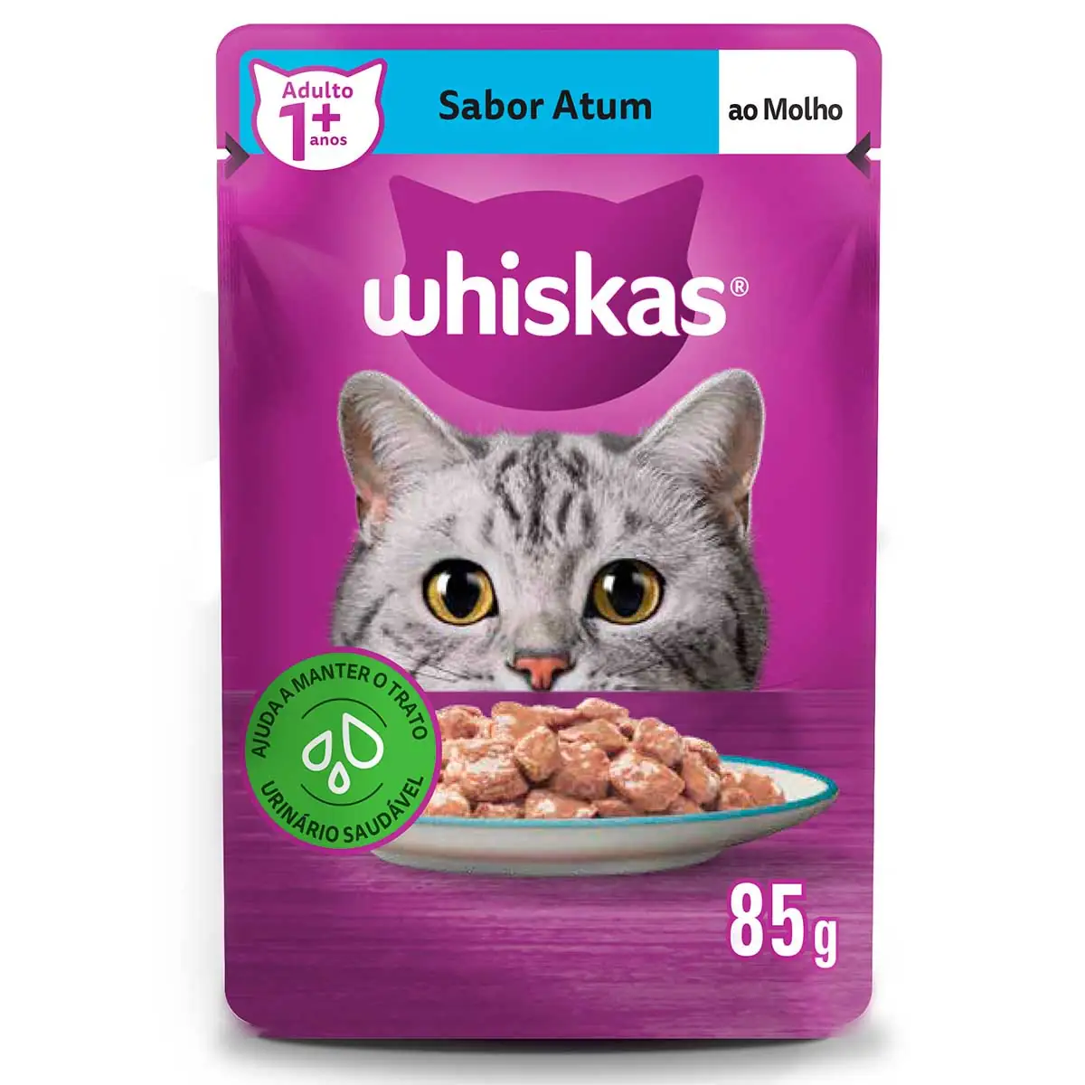 Alimento para Gatos Adultos 1+ Atum ao Molho Whiskas Sachê 85g