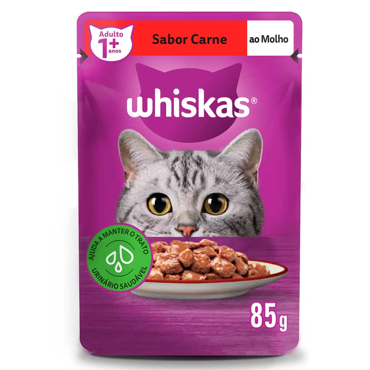 Ração Úmida Whiskas Sachê Carne ao Molho para Gatos Adultos 85g