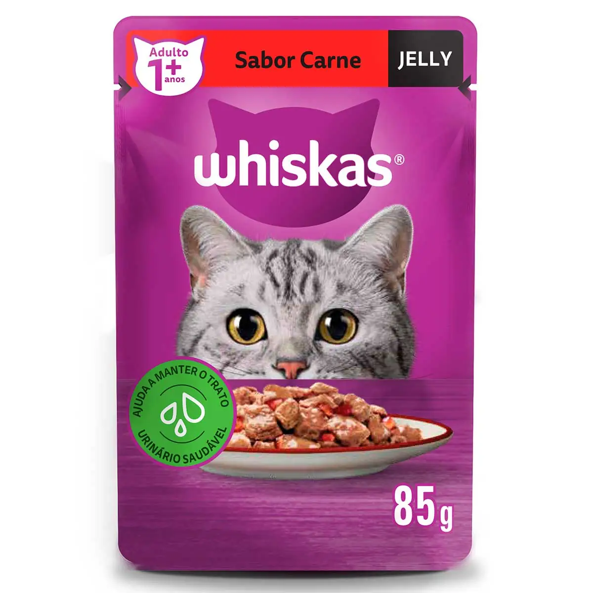 Ração Úmida Whiskas Sachê Carne Jelly para Gatos Adultos 85g