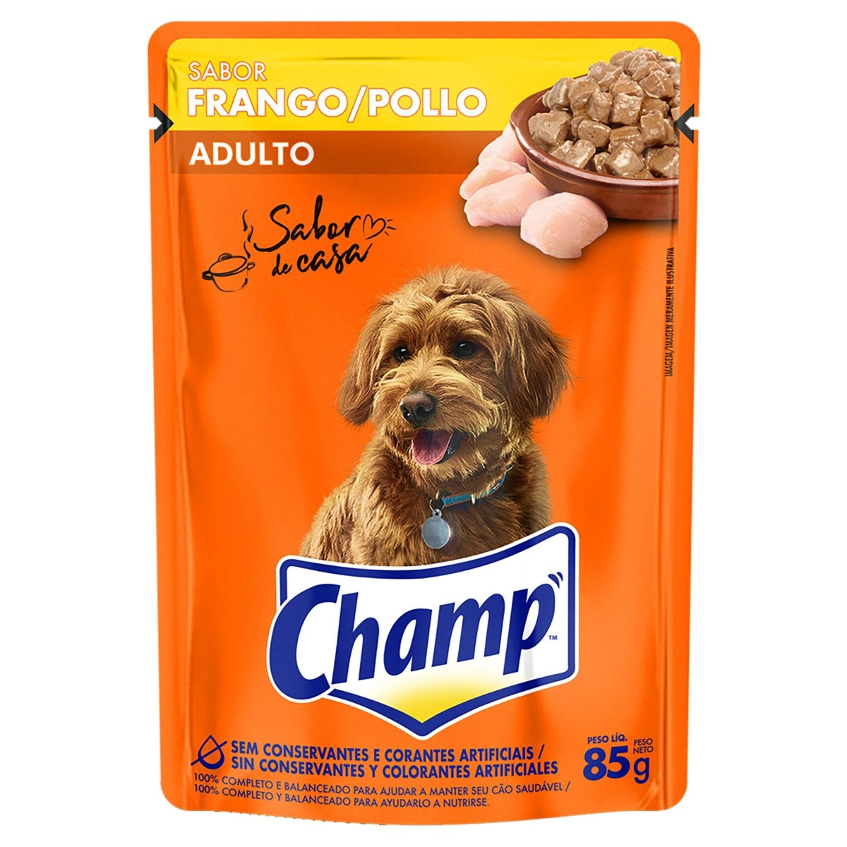 Alimento para Cães Adultos Frango Champ Sabor de Casa Sachê 85g