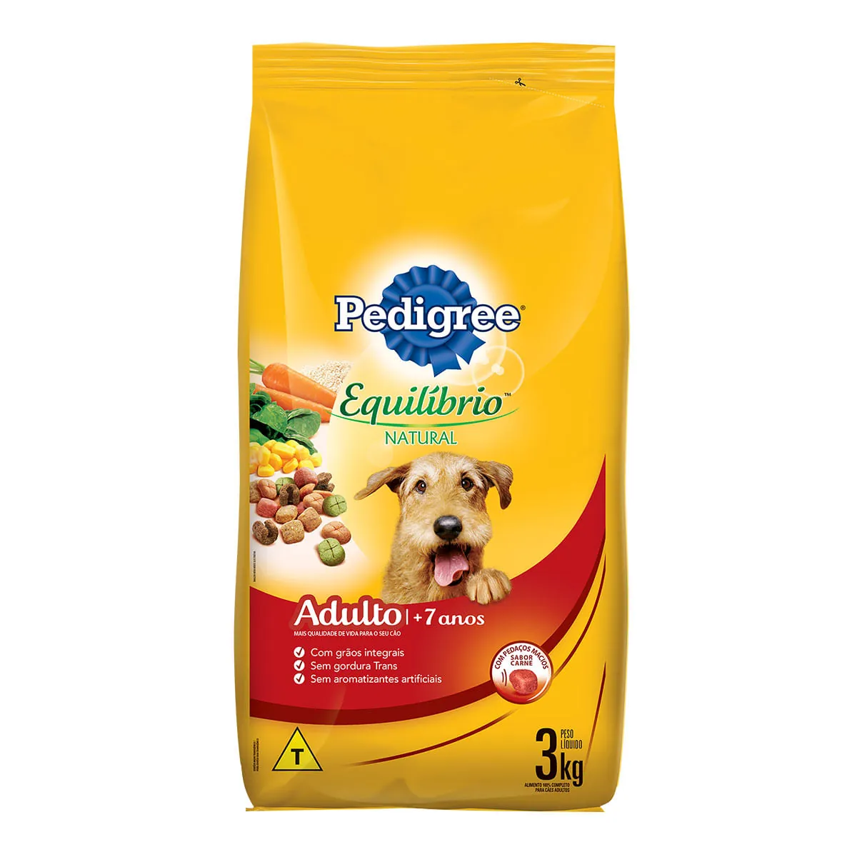 Alimento Para Cães Adultos 7 Carne Pedigree Equilíbrio Natural Pacote 3kg