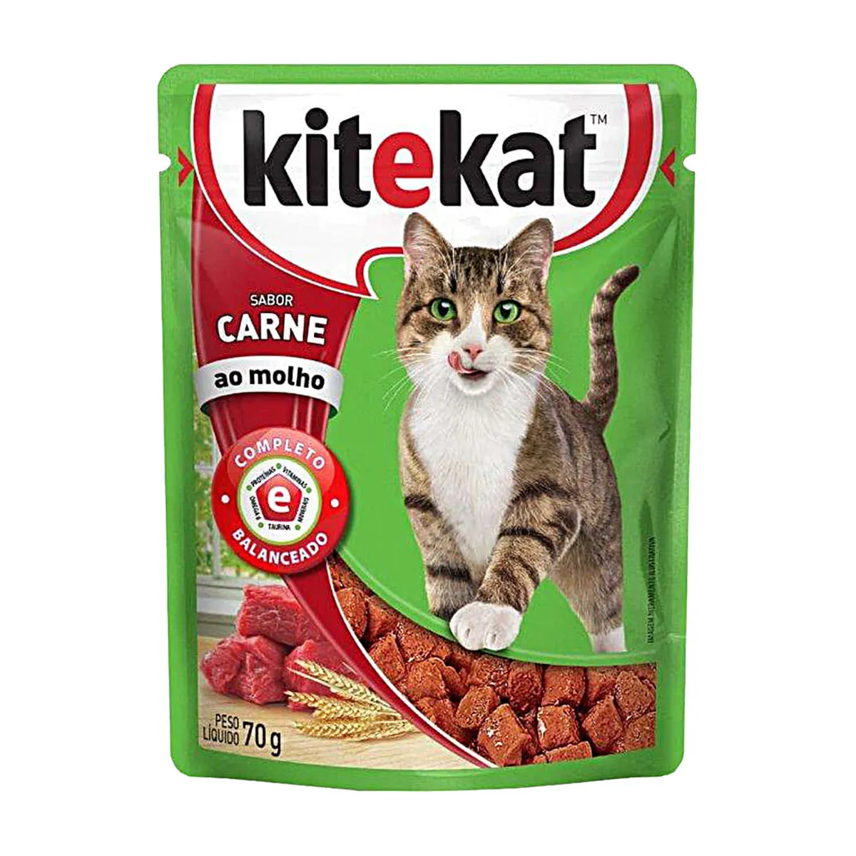 Racao P/gatos Kitkat 70gr Ad.carne Ao Molho