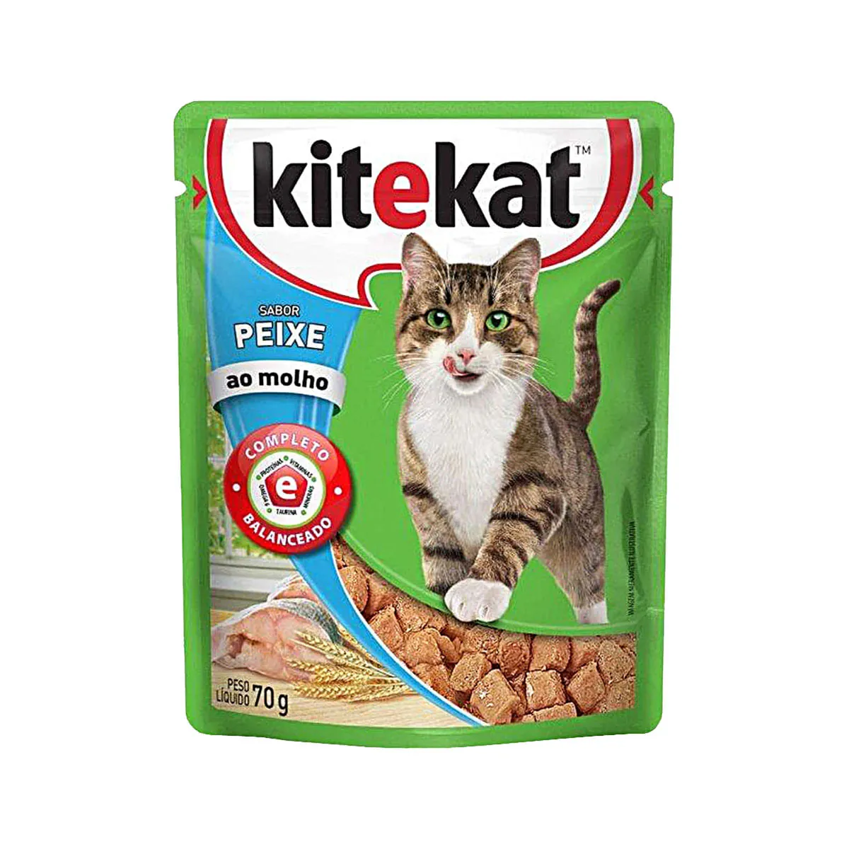 Racao P/gatos Kitkat 70gr Ad. Peixe Ao Molho