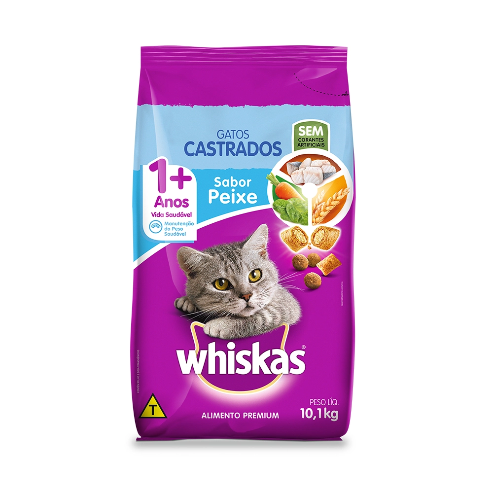 Ração Whiskas Peixe Para Gatos Adultos Castrados 10,1 kg