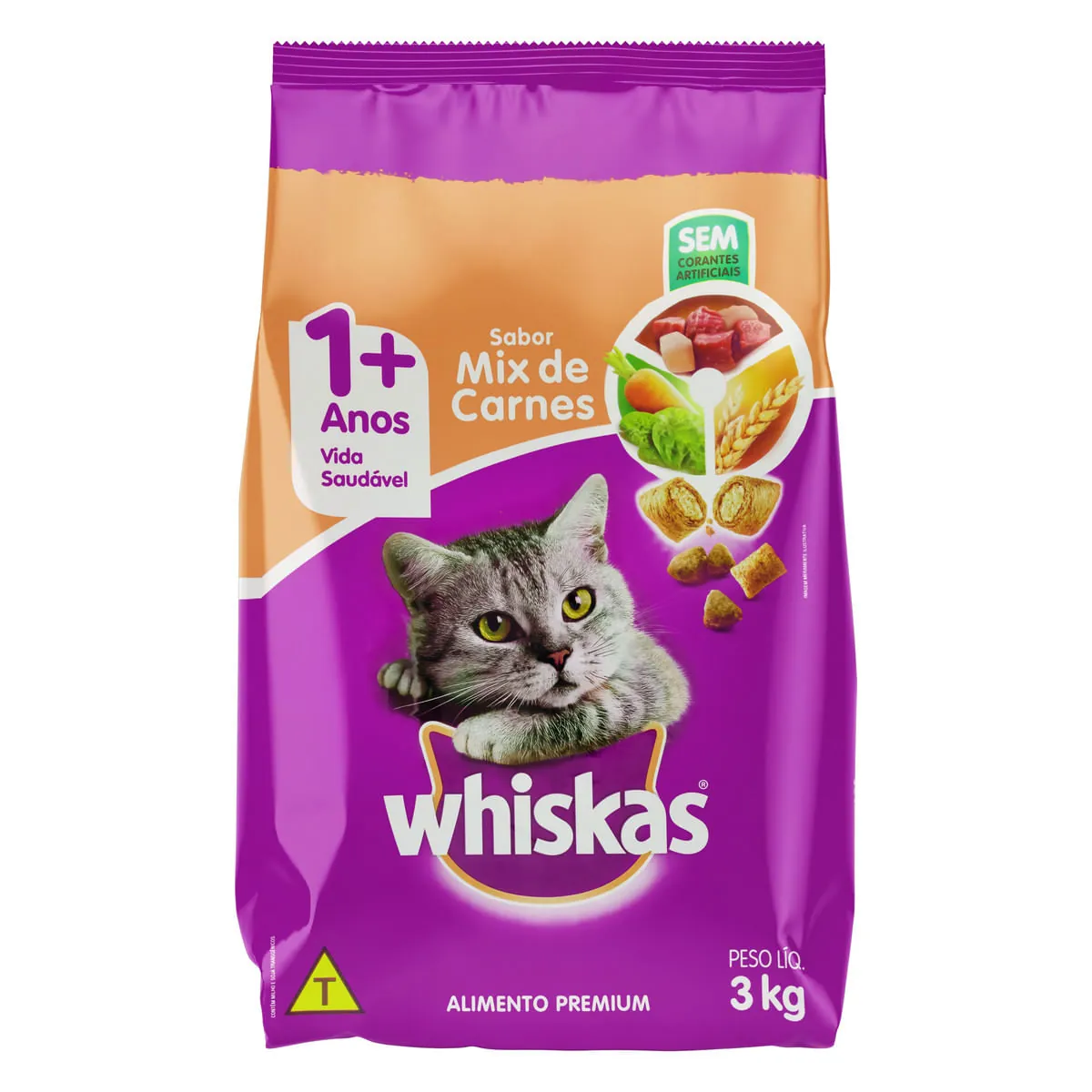 Ração Whiskas Mix de Carnes para Gatos Adultos 3kg