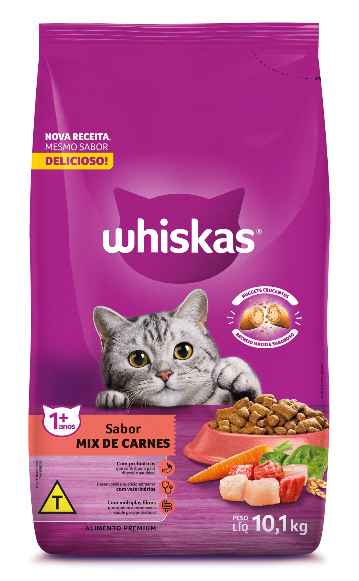 Ração Whiskas Mix de Carnes Para Gatos Adultos 10,1 kg