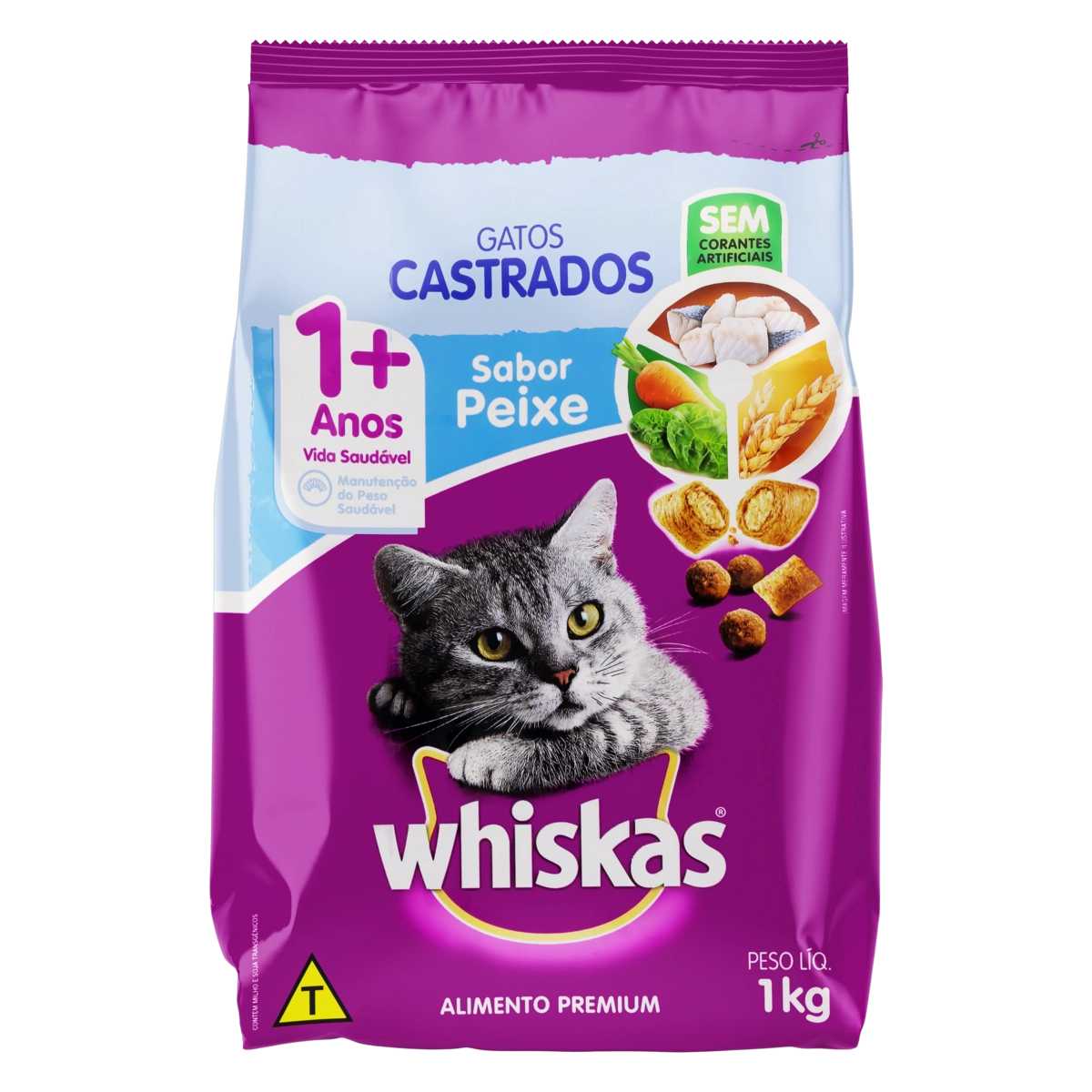 Ração Whiskas Peixe para Gatos Adultos Castrados 1kg