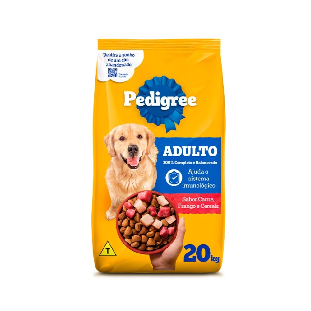 Ração para Cães Adultos Pedigree Carne, Frango e Cereais 20kg