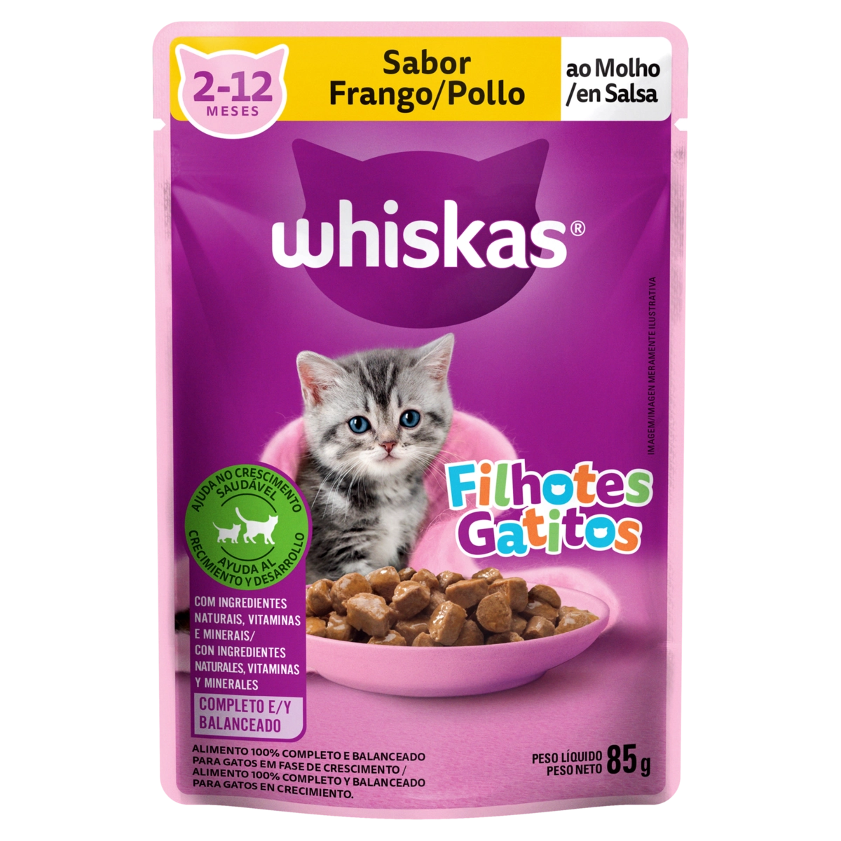 Alimento Para Gatos Filhotes Frango Ao Molho Whiskas Sachê 85g