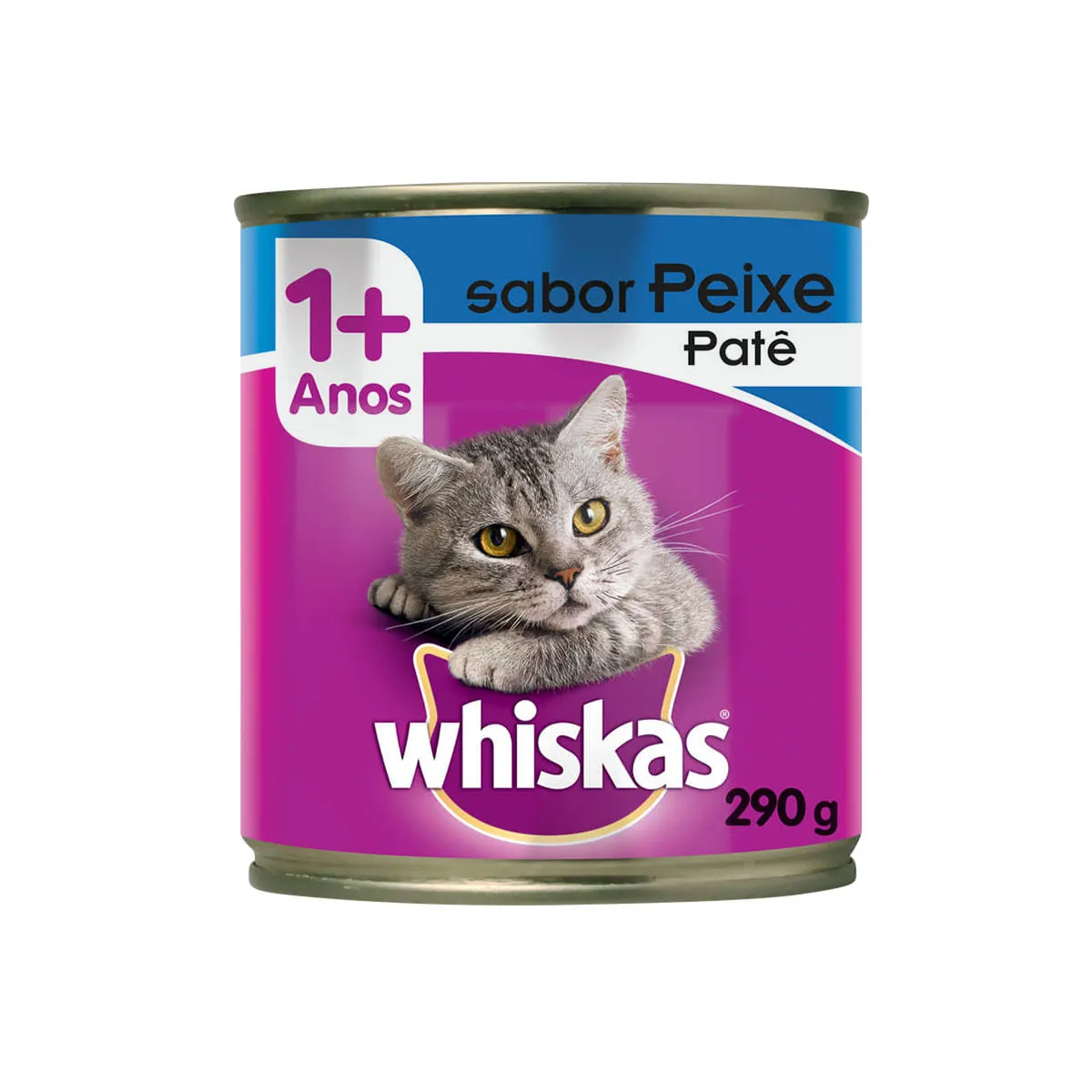 Ração Úmida Whiskas Lata Patê de Peixe para Gatos Adultos 290g
