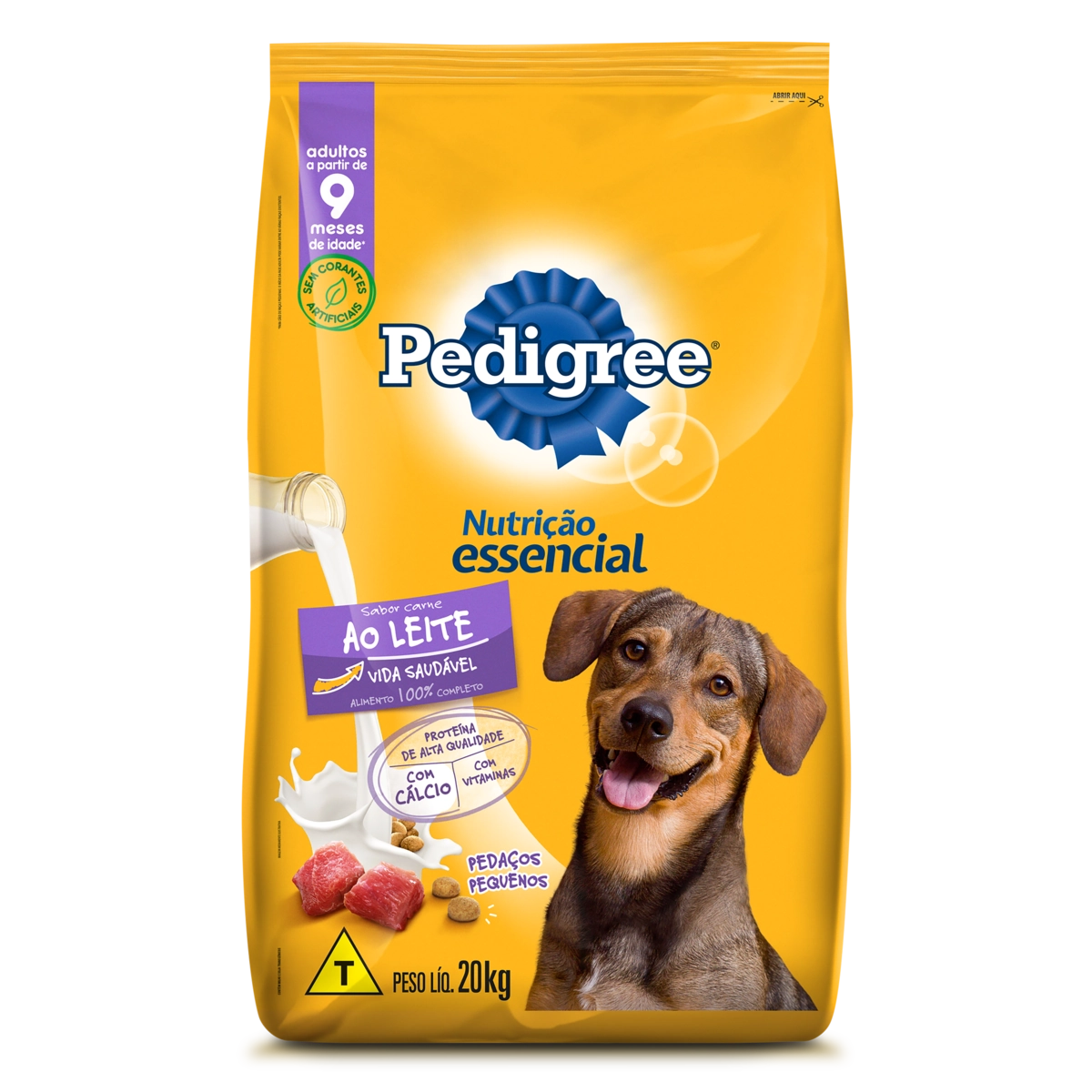 Alimento Para Cães Adultos 9 Pequeno Porte Carne Ao Leite Pedigree Nutrição Essencial Pacote 20kg