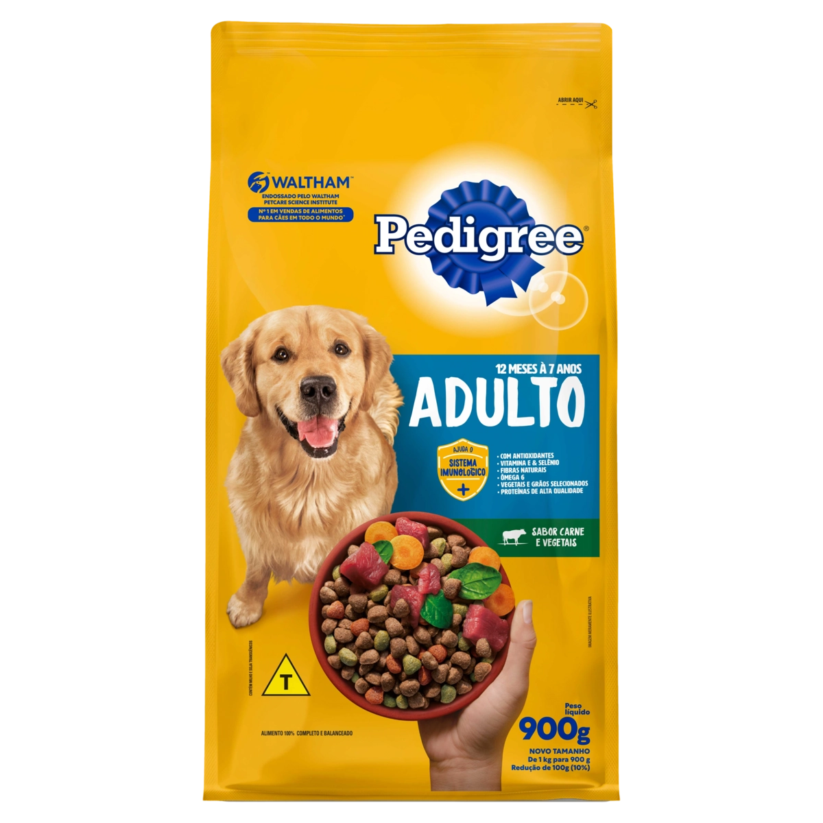 Alimento para Cães Adultos 12 Meses a 7 Anos Carne e Vegetais Pedigree Pacote 900g
