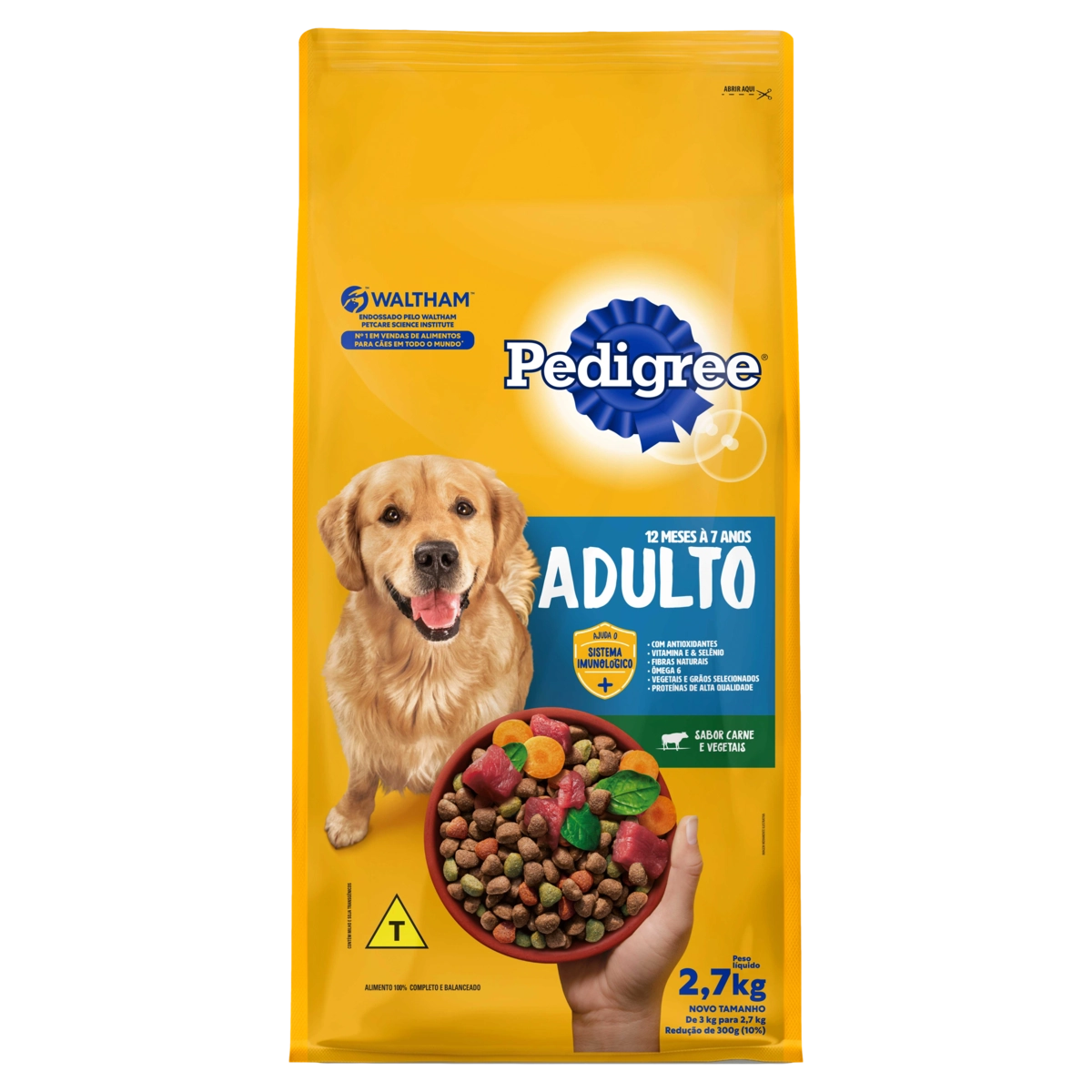 Alimento para Cães Adultos 12 Meses a 7 Anos Carne e Vegetais Pedigree Pacote 2,7kg