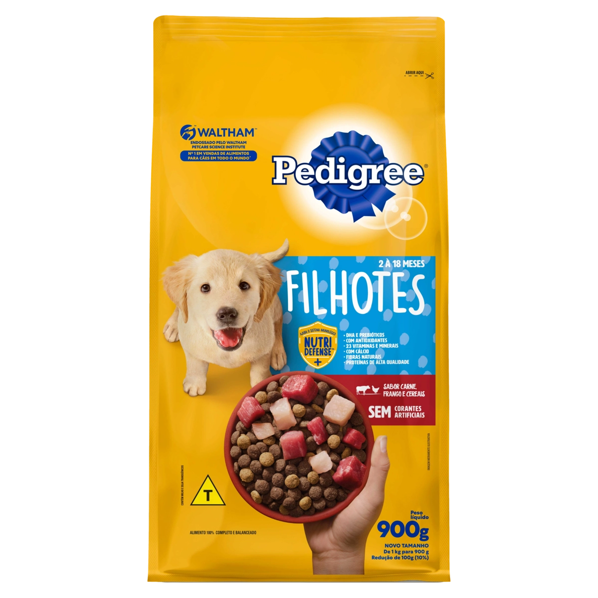 Alimento para Cães Filhotes 2 a 18 Meses Carne, Frango e Cereais Pedigree Pacote 900g