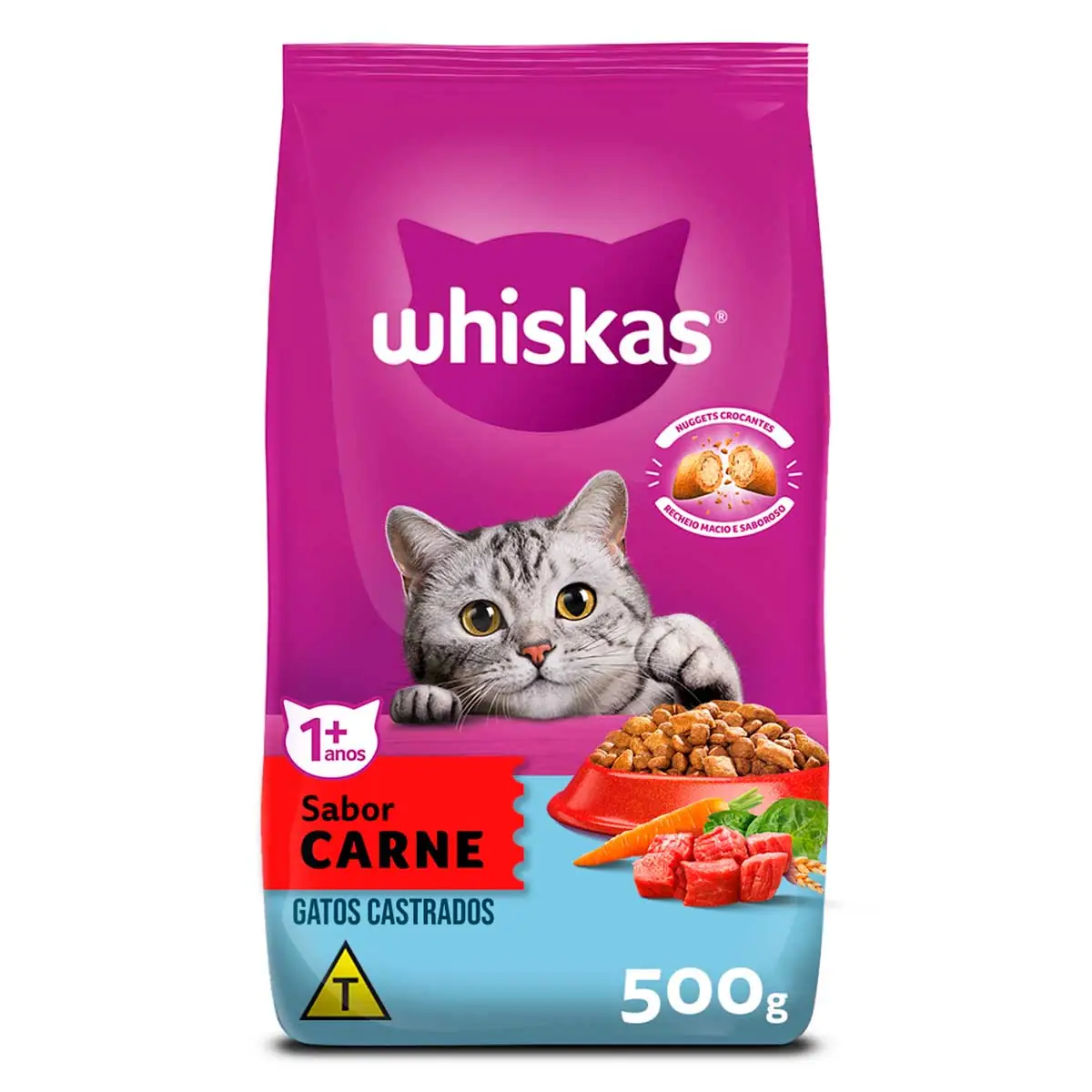 Alimento Para Gatos Castrados Adultos 1 Carne Whiskas Pacote 500g