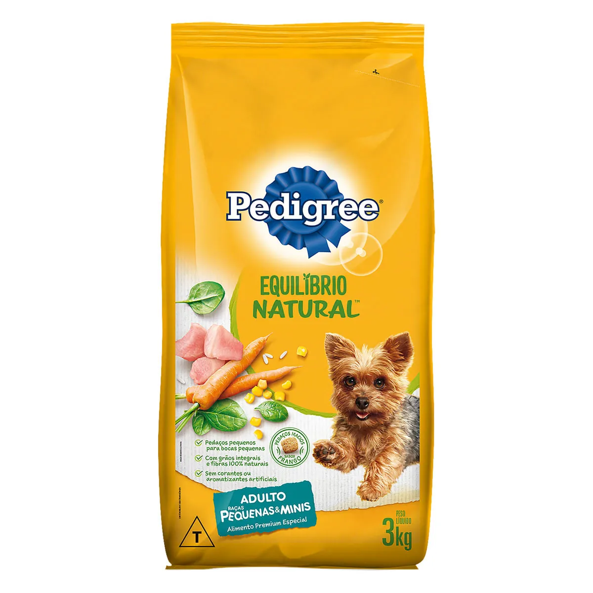 Alimento Para Cães Adultos Raças Minis E Pequenas Frango Pedigree Equilíbrio Natural Pacote 3kg
