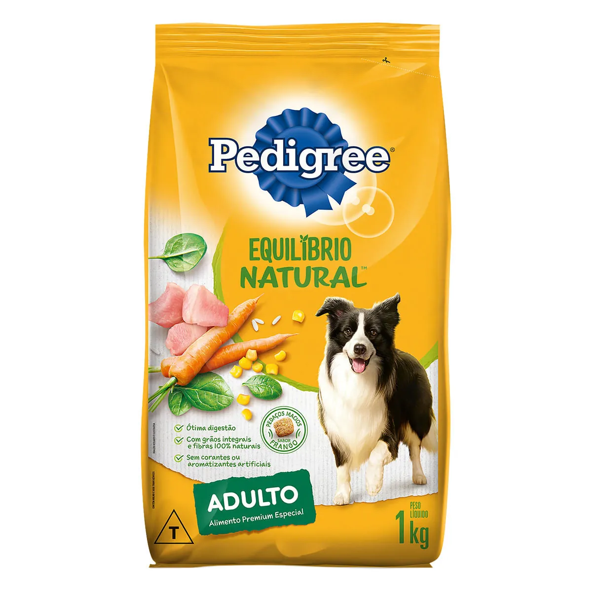 Alimento Para Cães Adultos Raças Médias E Grandes Frango Pedigree Equilíbrio Natural Pacote 1kg