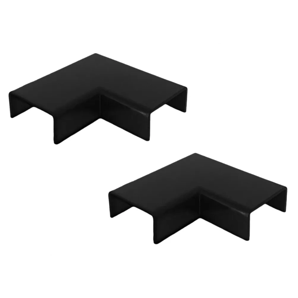 Kit 2 Conexão Curva Cotovelo Externo Canaleta Preto 20x10mm