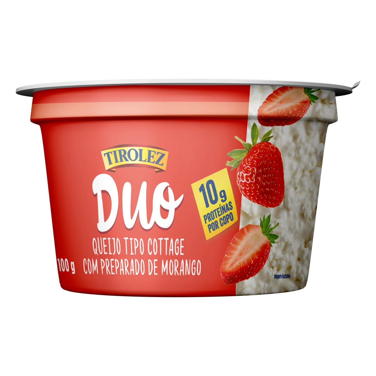 Queijo Cottage Morango Tirolez Duo Pote 100g