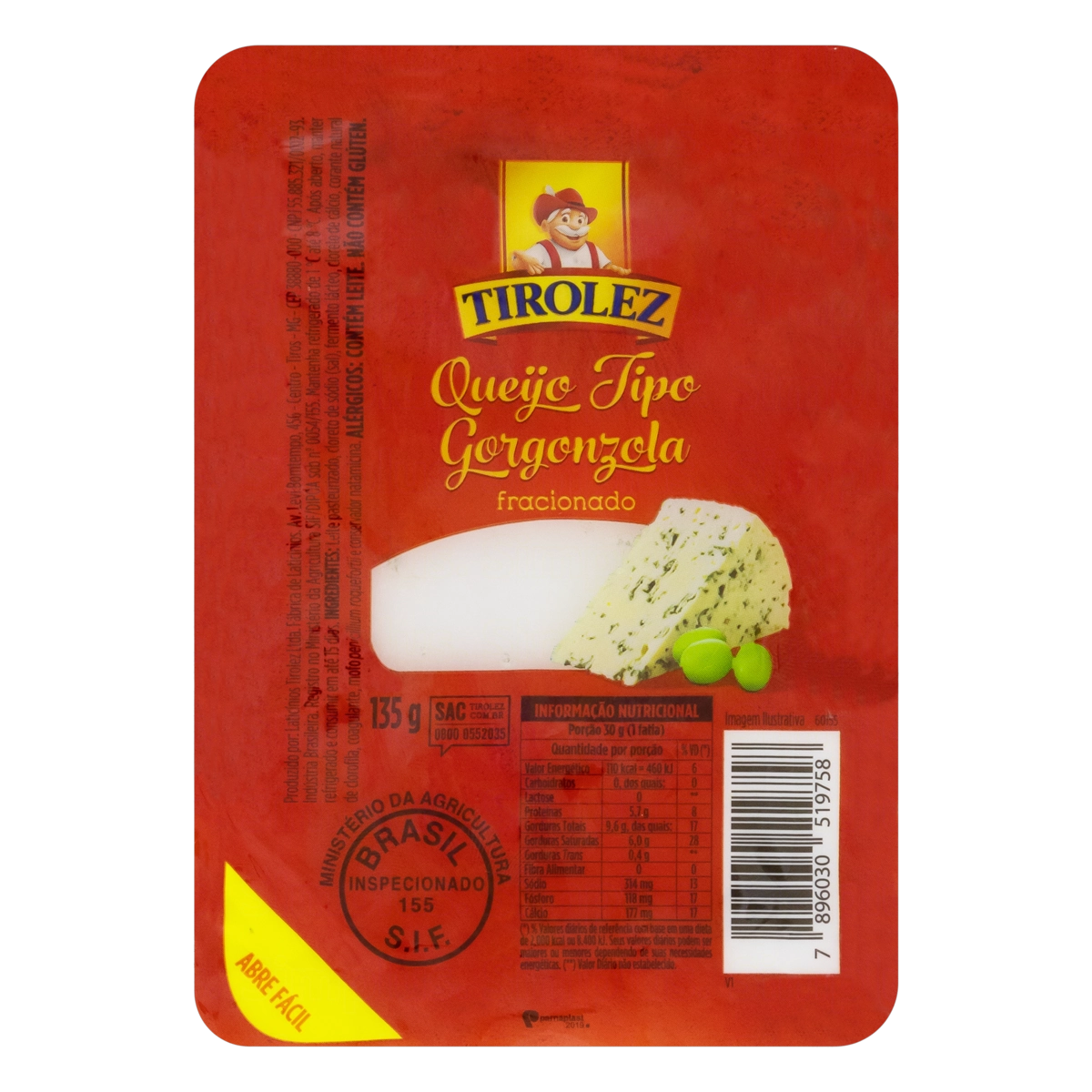 Queijo Gorgonzola Fracionado Tirolez 135g