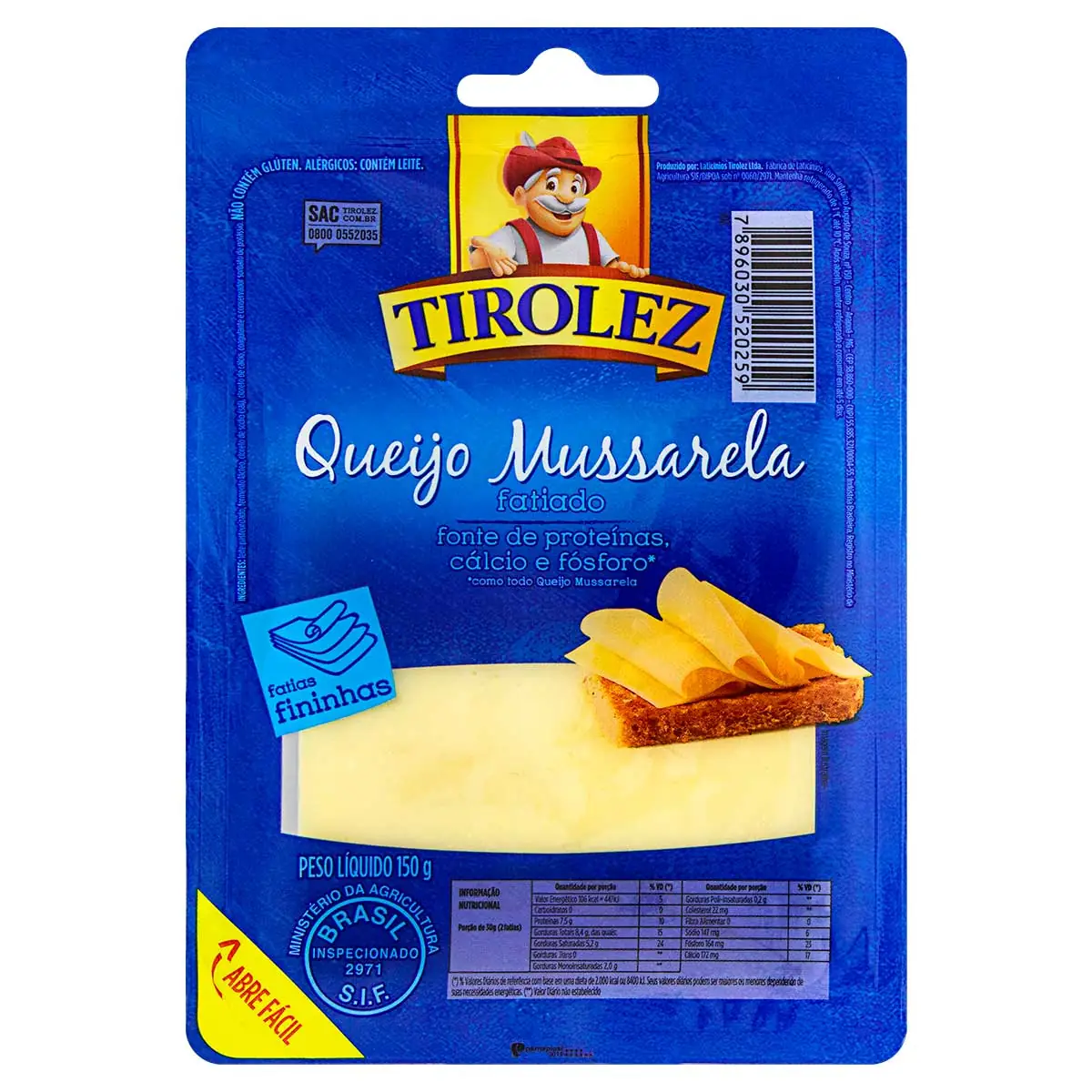 Queijo Muçarela Fatiada Tirolez 150g