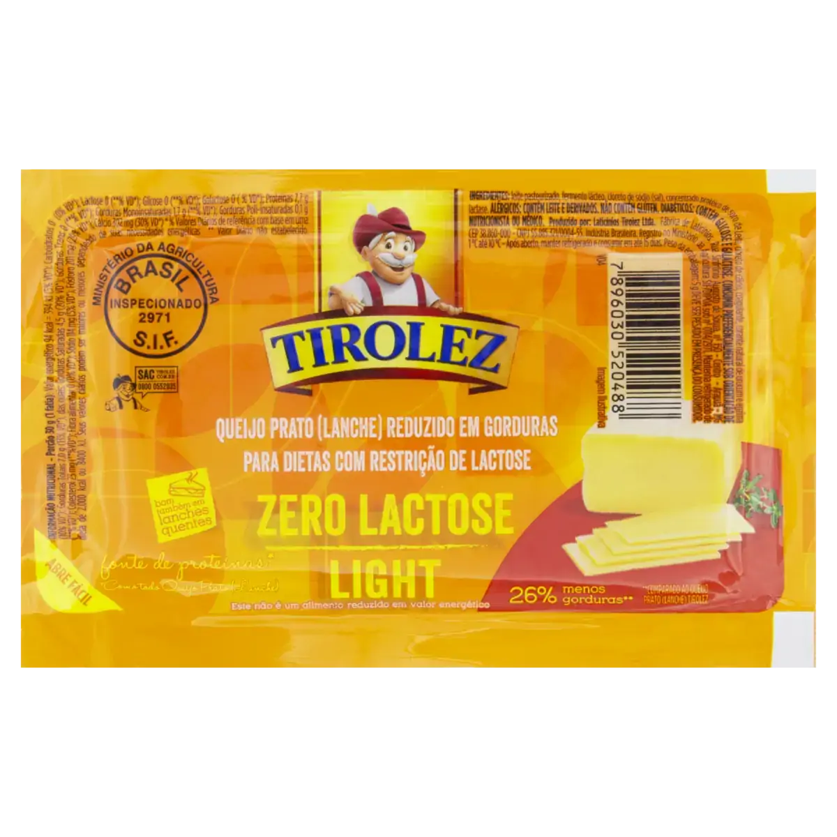 Queijo Prato Light Zero Lactose Tirolez