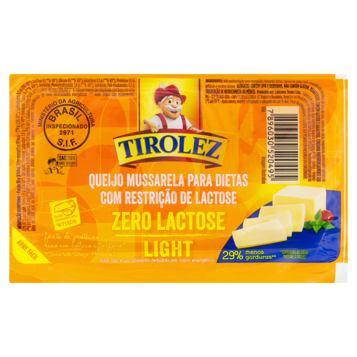 Queijo Mussarela Light Zero Lactose Tirolez