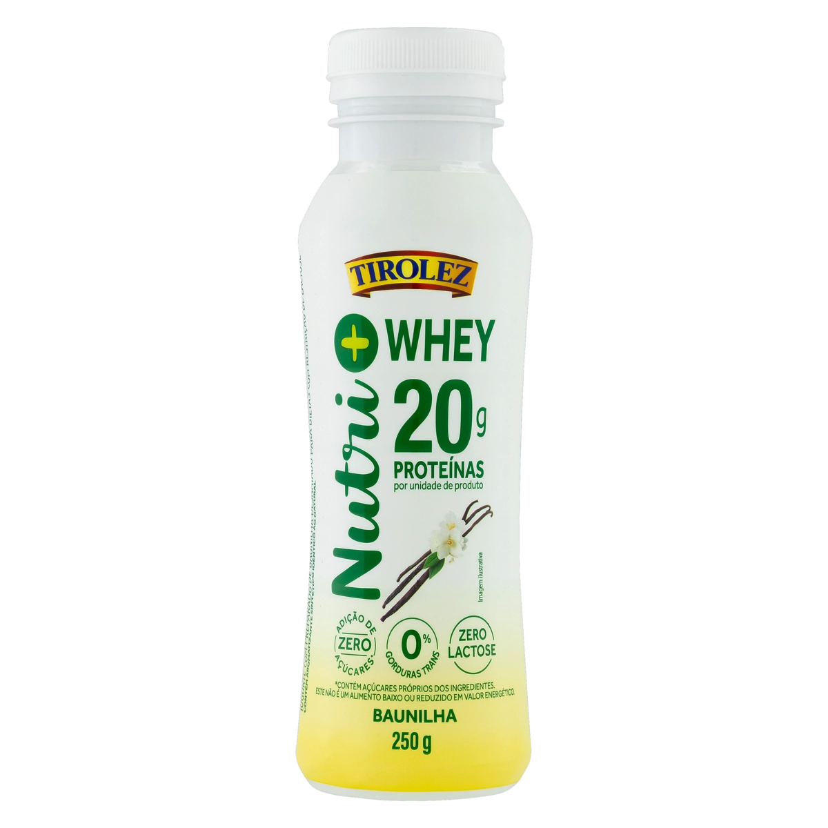 Iogurte Desnatado Baunilha Zero Lactose Tirolez Nutri Whey Frasco 250g