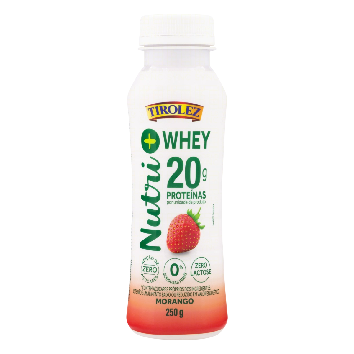 Iogurte Desnatado Morango 15g Proteínas Zero Lactose Tirolez Nutri Whey Frasco 250g
