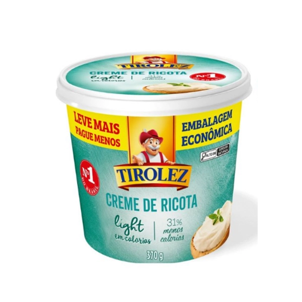 Creme De Queijo Ricota Original Light Tirolez Pote 370g Embalagem Econômica Leve Mais Pague Menos