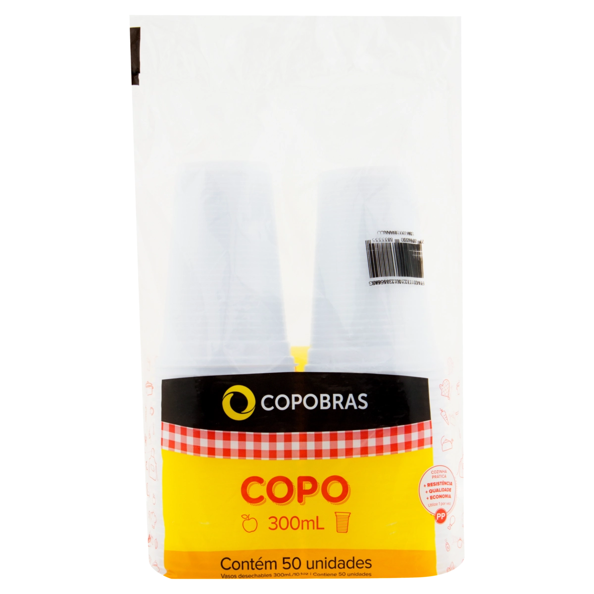 Copo Plástico Descartável Branco 300ml Copobras Pacote 50 Unidades