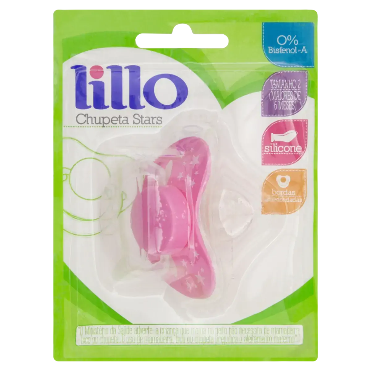Chupeta Rosa Stars Silicone Redondo Lillo N 2
