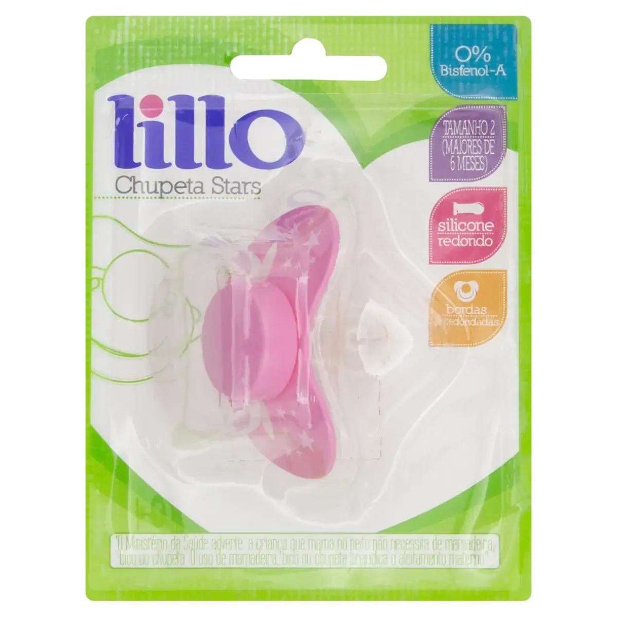 Chupeta Redonda Rosa Stars Silicone Redondo Lillo N 2