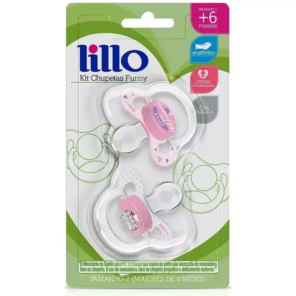 Chupeta de Silicone - 2 Unidades - Rosa - Tamanho 2 - Lillo
