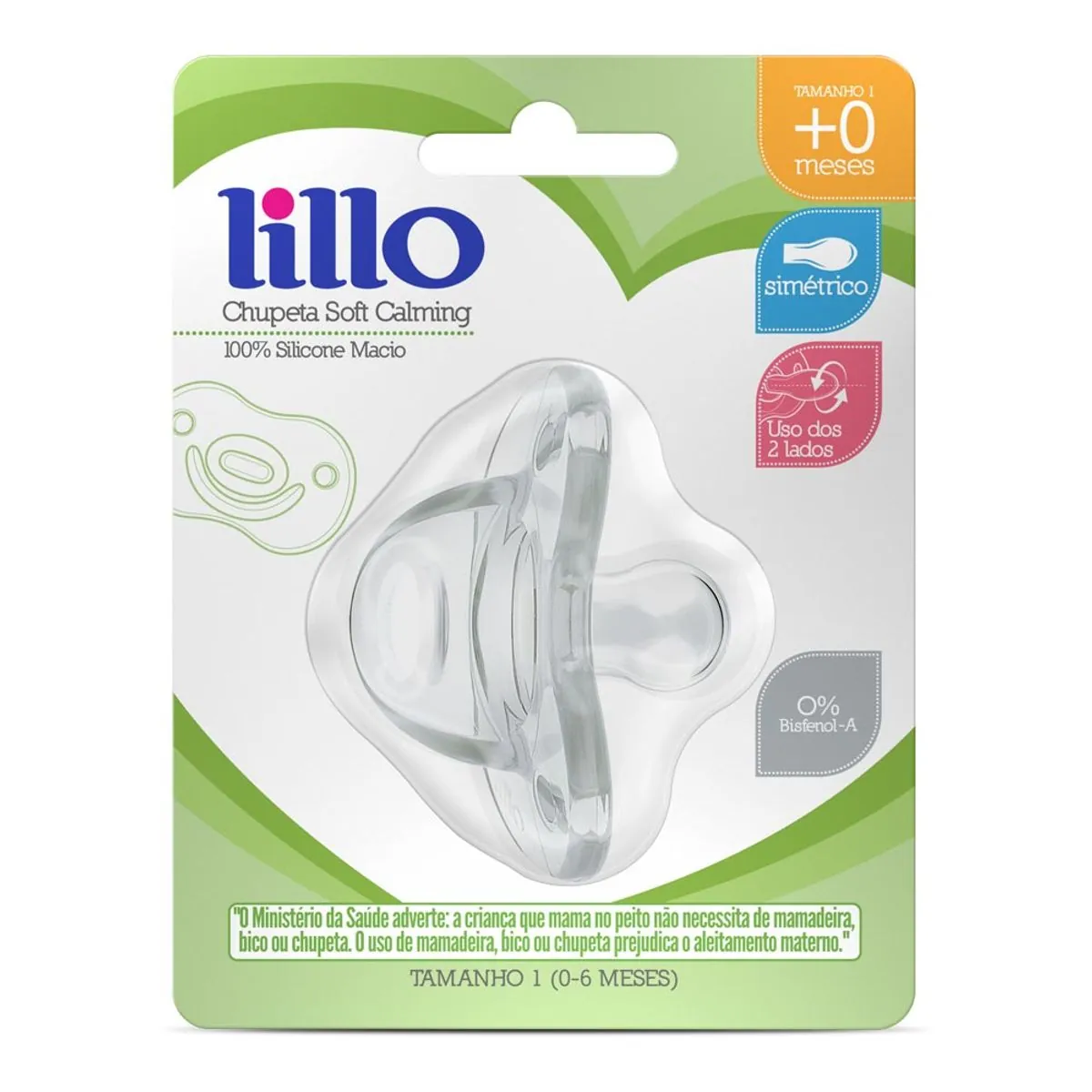 Chupeta Soft Calming Silicone Transparente Tamanho 1 Lillo