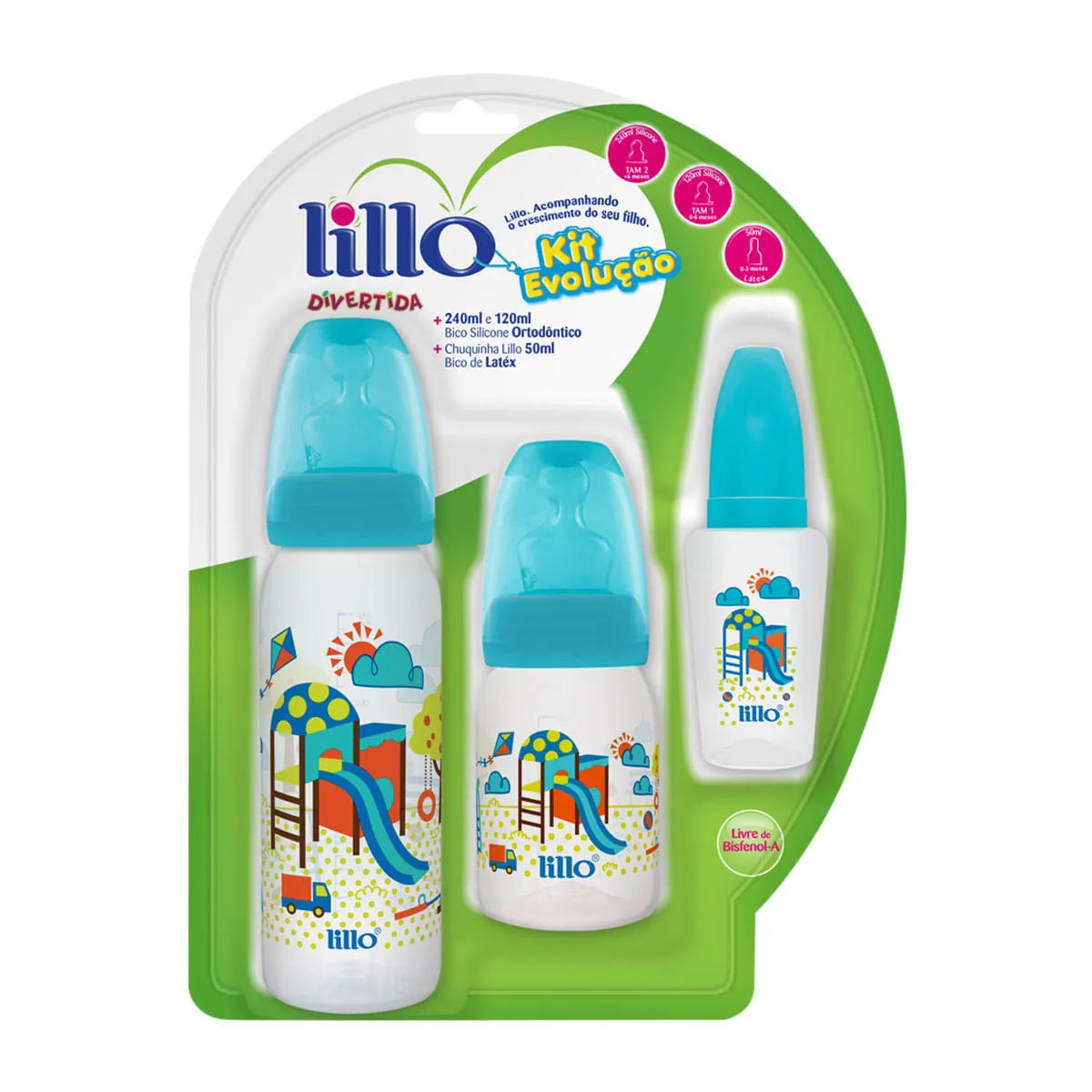 Kit de Mamadeiras Lillo Evolução Divertida 3 Peças 614821