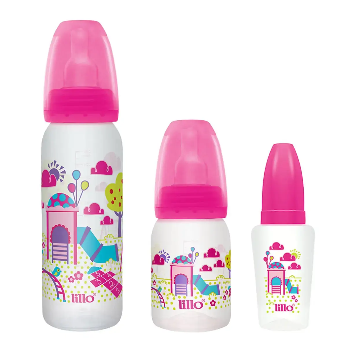 Kit Mamadeiras Lillo Evolução Divertida 661331 Rosa 3 Peças