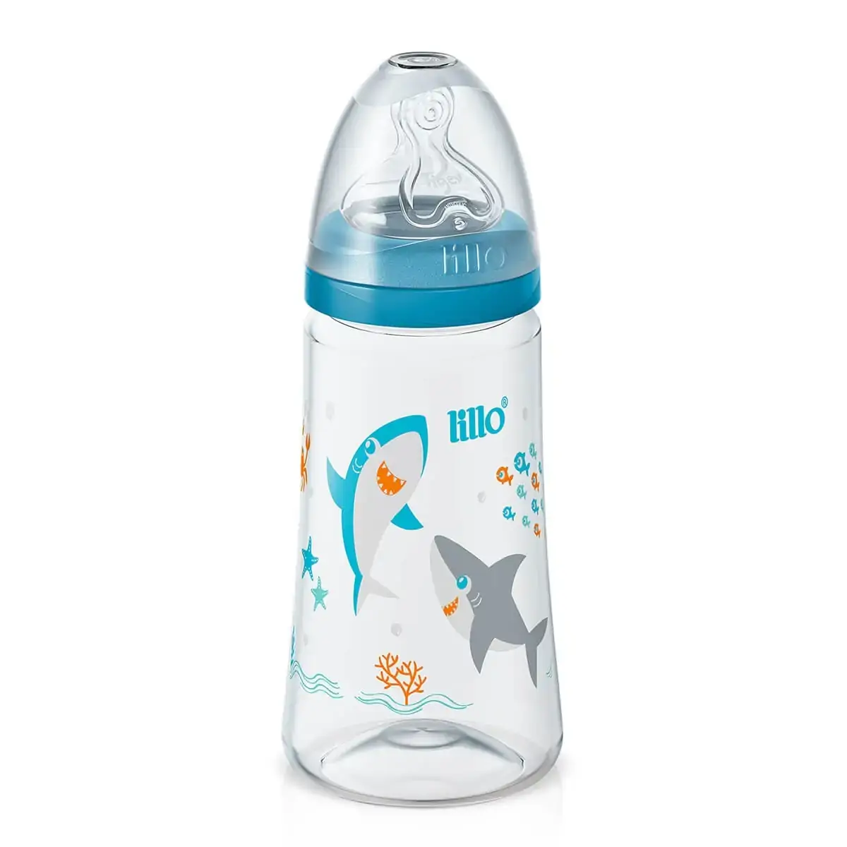 Mamadeira - 300 Ml - Design Smart - Azul - Tubarões - Lillo